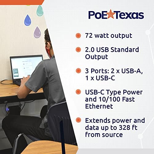 POE TEXAS POE Powered USB C Dock - Докинг станица за лаптоп за претпријатие и образование - POE ++ до USB Type C Power+ Испорака на податоци