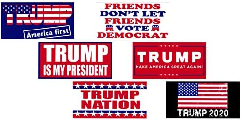 Универзално влијание - колекција од 6 различни - налепници за отстранливи браник на Трамп - Чувајте ја Америка одлична! - Направено во САД -