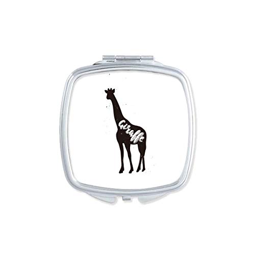 Girирафа црно -бело животно огледало Преносен компактен џеб шминка двострано стакло