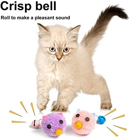 Мијојоу 3 ПАРЧИЊА Мачка Играчка Топка, Мачки Внатрешна Интерактивна Играчка Во Форма На Глушец Маче Меки Топчиња Со Јасни Ѕвона За Игра