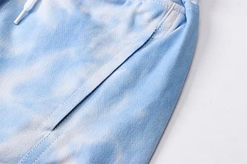 Девојки панталони, повеќе џебови Еластична половината влечете го карго-џогер со влечење, сина боја на вратоврска, 3-4T = ознака 110