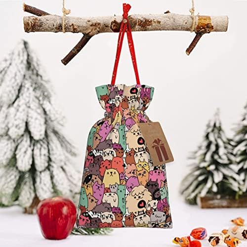 Жици За Влечење Божиќни Торби За Подароци Смешни-Виножито-Мачки-Писе - Цртан Филм Подароци Торби За Завиткување Божиќни Вреќи