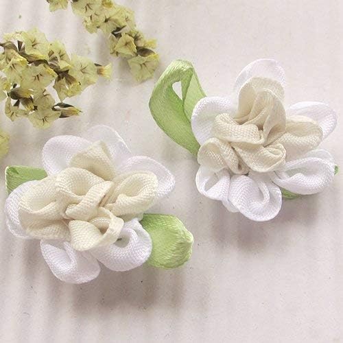 Chenkou Craft 2Tone Satin Ribbon Flowers Bows Applikes DIY занаетчиска свадба декорација 40 парчиња