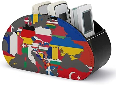 Знаме Мапа На Европа &засилувач; Северна Африка Стп Кожа Држач За Далечински Управувач Биро Организатор Кутија За Складирање со