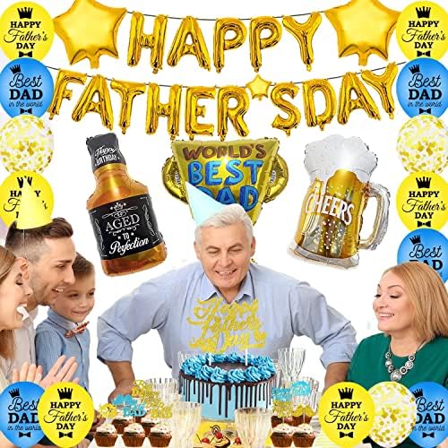 Среќен Ден На Таткото Партија Украси, Среќен Ден На Таткото Партија Материјали Во Собата, Вклучувајќи Фолија Балони, Латекс Балони, Торта Блузи
