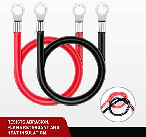 Gebildet 16mm² 20-инчни кабли за напојување на батерии со терминали, црвени + црни калани кабли за инвертер на батерии за мотоцикл, автомобилски,