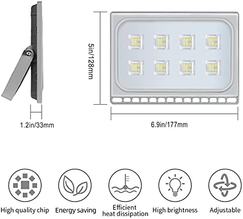 50W LED светло за поплавување на отворено -Papsbox 5000lm LED работна светлина водоотпорен IP66 Filopture Filopture 6500k Daylight Бела супер светла