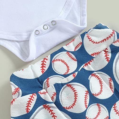Бејбоко бебе девојче Бејзбол облека Краток ракав Мала сестра Најголем фан ромпер Бејзбол шорцеви/панталони 3 парчиња летна облека