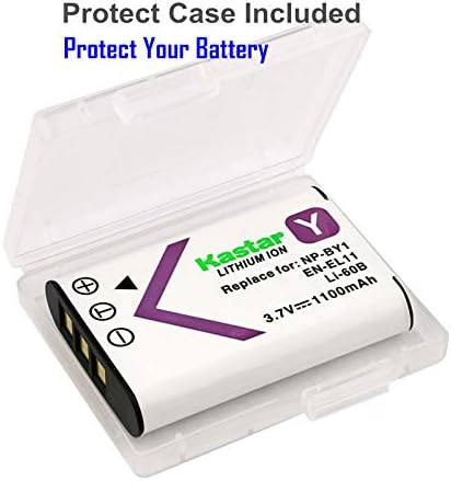 Замена на литиум-јонска батерија со дигитална камера Кастар компатибилна со Олимп ЛИ-60Б, ЕН-ЕЛ11, Пентакс Д-ЛИ78, НП-БИ1, Рикох