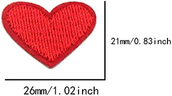 BTYONON 40 компјутери Мал црвен облик на срцев облик на железо на закрпи шијат извезени закрпи за јакни за облека ранецот Капки за шапки