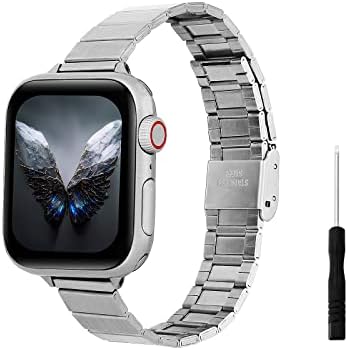 KRKC Не'рѓосувачки челик за часовници за жени, компатибилен за ленти со Apple Watch 38mm 40mm 41mm, замена за часовници за размена за iWatch