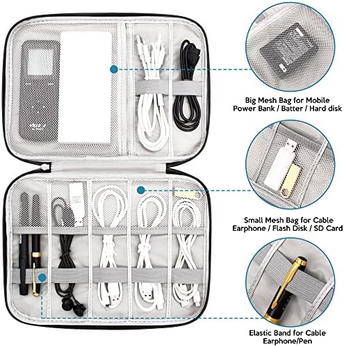 Организатор за електронски организатор Sellyfelly Electronics Case Compact Компактен електронски додатоци торба за кабел, кабел, полнач, телефон, хард диск
