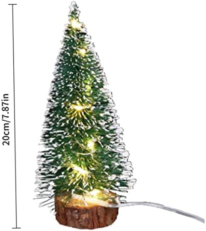Мини Елка Со Светла Лер Батерија Управувана Вештачки Борови Маса Божиќ Декор 20см Топло Светло