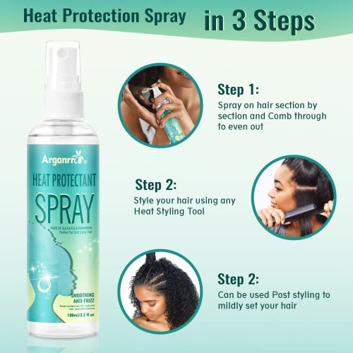 Arganrro Hair Wax Stick & Spray за заштита на топлина за контрола на раб за коса и додајте сјај, витами за свилена лесна тежина
