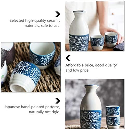 Стакло Doitool сет за сервисирање на сад Кина Постави керамички јапонски ради поставени со 1 шише Tokkuri шише и 4 чаши Охоко заради