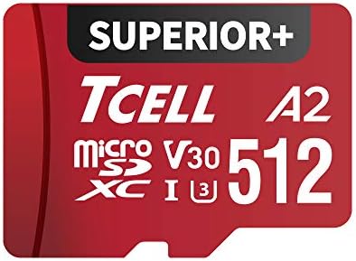 TCELL Superior+ 512gb microSDXC A2 U3 V30 USH-Читам 100mb / S Пишувам 90MB / S Full HD &засилувач; 4K UHD Видео Меморија SD