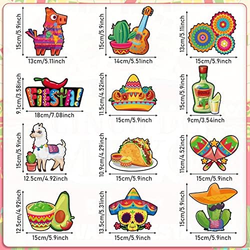 Пајеан 36 Парчиња Мексиканска Забава Висечки Украси, Мексиканска Фиеста Висечки Вител и Картички Синко Де Мајо За Тако Мексикански Украси