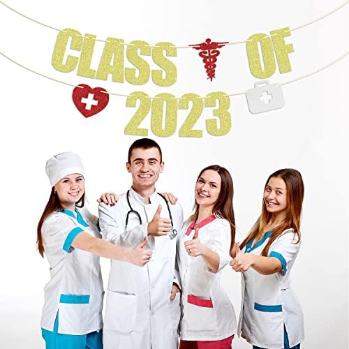 Честитки Доктор Град 2023 Банер, Иден Лекар, Матура На Медицинско Училиште 2023 Грананд, Блескави Среќни Украси За Забави За Дипломирање