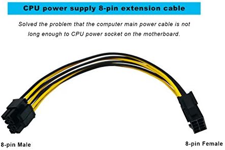 ZLKSKER 8 PIN CPU кабел / адаптер, 8 пински машки до 8 пински женски конектор, кабел за внатрешна моќност ATX 12V