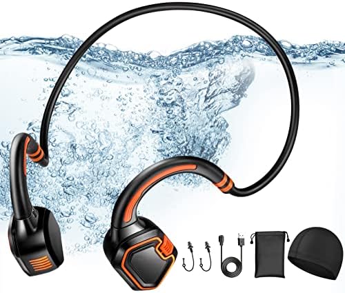 Слушалки за пливање Aosman Подводни водоотпорни слушалки за спроводливост на коските Bluetooth -Bluetooth 5.1 IP68 водоотпорна со MP3 Play 16g