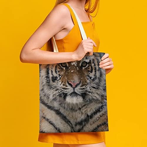 Кул снег тигар платно торба торба за еднократна употреба на намирници торба за рамена за канцелариски патувања за канцелариски патувања