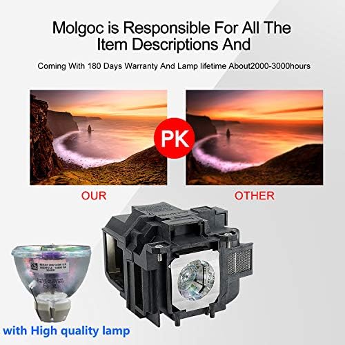 Molgoc проектор светилка Компатибилен ЗА EX7240 Сијалица, ELPLP88 EX3240 EX9200 EX5240 EX5240 Сијалица Домашно Кино Powerlite