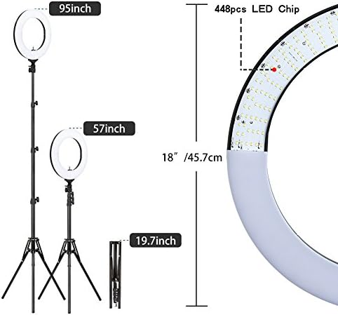 18 инчен Зомеи Камера Фото Видео Осветлување Комплет: 48 Сантиметри Надворешниот 55W 5500K Затемнет LED Прстен Светлина, Светлина Штанд,