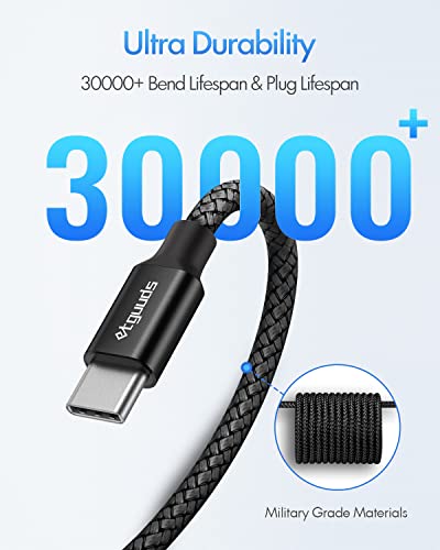 Etguuds [6FT, 2-пакет USB C до USB C кабел 60W/3A, брзо полнење тип Ц до типот Ц кабел плетенка за Samsung Galaxy S22 S21 S20 Ultra