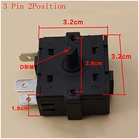Копче за прекинувач за напојување Gooffy 1 PCS Електричен простор за греење на просторијата 3 позиција 2Позиција 3 пин 5pin Ротари прекинувач Селектор AC 250V 16A прекинувачи