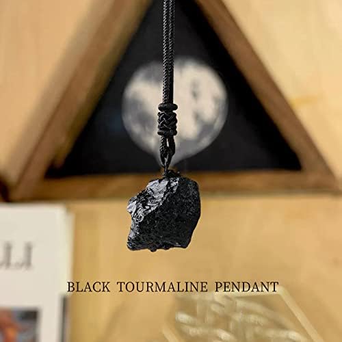 Apengshi 3 парчиња природен кристал црн турмалин приврзок кристал заздравување сурова кристален приврзок ѓердан Неправилен лековит