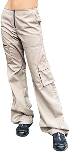 Pantsенски панталони Miashui, обични еластични еластични половини, влечење на низок половината, панталони со две парчиња обични облеки за жени со