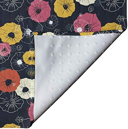 Ambesonne Floral Yoga Mat крпа, цветна шема со разнобоен аранжман на пролетни цути украсени ливчиња состав, не-лизгање на потта