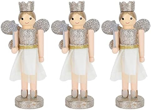 Абоофан 3 парчиња оревчести Божиќни украси Божиќни дрвени ангелски кукли кукли за орнамент занаетчиски занаети реквизити Божиќни оревокршави