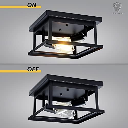 Hamilyeah Flush Mount Filing Light Feature Black, 2 светло близу до таванот светло, индустриски светлосни тела тавани за кујна, спална соба,