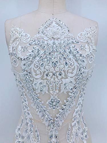 Прекрасни кристални апликации за вез од ринестон мониста цветна лепенка за градите за фустан за изведба на невестинска наметка