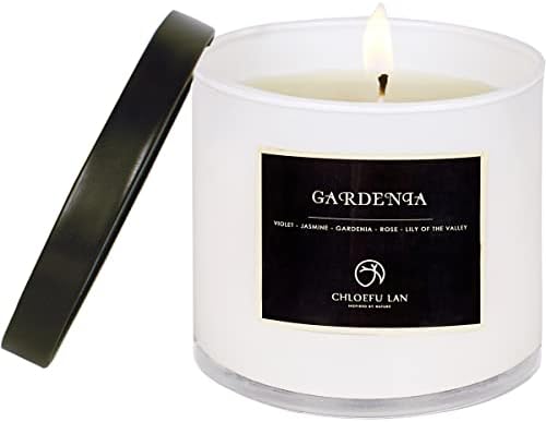 Chloefu lan Premium Gardenia миризлива свеќа за мажи и жени, високо миризливи, 7.1oz | 45 часа долготрајна, релаксирачка ароматерапија целата