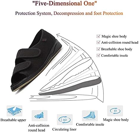 Дијабетични чевли GYCDWJH за мажи, екстра широки прилагодливи дијабетични чевли удобност што не се лизгаат чевли за одење, патики за