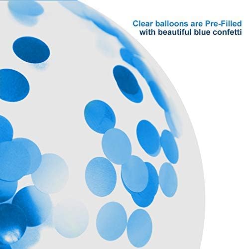 Кралски Сини Конфети Латекс Балони, 50 парчиња 12 инчни Светло Сини Бебешки Сини И Бели Балони За Забави За Декорација На Роденденска Свадбена
