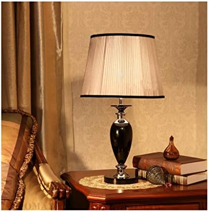 Ламба за маса Атај, читање ламба за ламба Ретро кристална биро за дневна соба црна лесна светлина