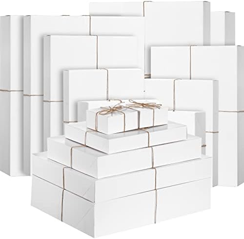 Ексија 50 Спакувајте Бели Кутии За Подароци Со Капаци За Подароци, Кутија За Завиткување Подароци Од Бел Картон За Завиткување