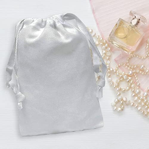 Мали торби за влечење - 12 пакувања 3x5 инчи Мала светла бела муслинска памучна крпа торбички во големо, мини платно ткаенина торбичка