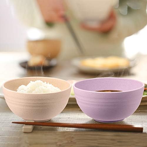 Hemoton кујнски прибор постави 5 парчиња нераскинливи чинии за житни култури, садови со салата од пченица слама, лесни чинии за