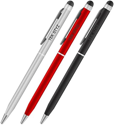 Pro Stylus Pen за Lava Z61 со мастило, голема точност, дополнителна чувствителна, компактен формулар за екрани на допир [3 пакет-црно-црвен-силвер]