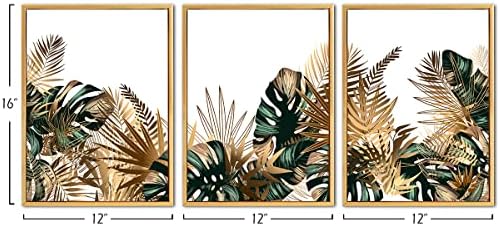 Lomarte врамени растителни wallидни уметности Едноставно тропски зелени лисја wallидни декор boho палма ботанички отпечатоци минималистички слики дома украси за дневна со