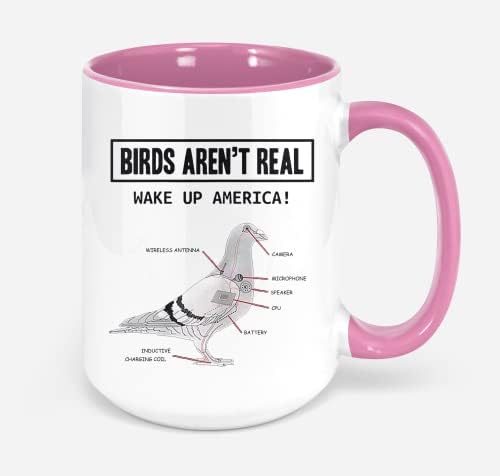 Птиците не се вистинско смешно црно црно 11oz керамички кригла кафе кригла Ixmr9f, бело