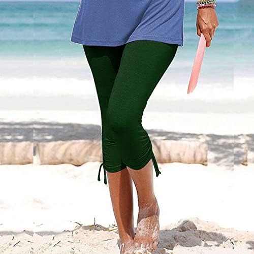Classенски класичен нозе Капри панталони лето за влечење странично меко истегнување исечени панталони за одмор на плажа, панталони со должина