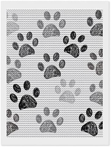 Куче шепа Печати црно бело 5д дијамантски сликарство со целосна вежба за вез за вез на вежбање слики за занаетчиски занаети за домашен wallиден декор 12 x16