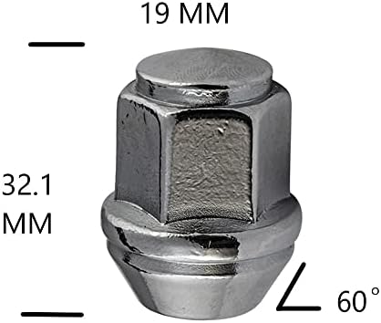 Динамички булбут Acorn Lug Nut Chrome 50 парчиња, M12x1.50 19мм хексадецимален, должина од 32,1мм, Форд 2011-18; Линколн 2012-19