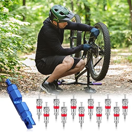 Комплети за велосипеди за вентили Savita 11PCS, јадра на велосипеди од не'рѓосувачки челик за гуми за отстранување на јадра на вентили