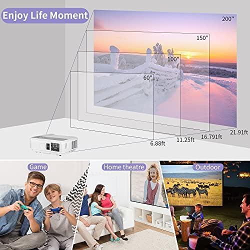 LCD 1080P филмски проектор 7500Lumen, Full HD Projector Home Cinema со USB, двојни звучници за HIFI, 200 '' прикажуваат домашни театарски дневни